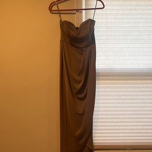 SHONA JOY Gray strapless long dress never worn with tags